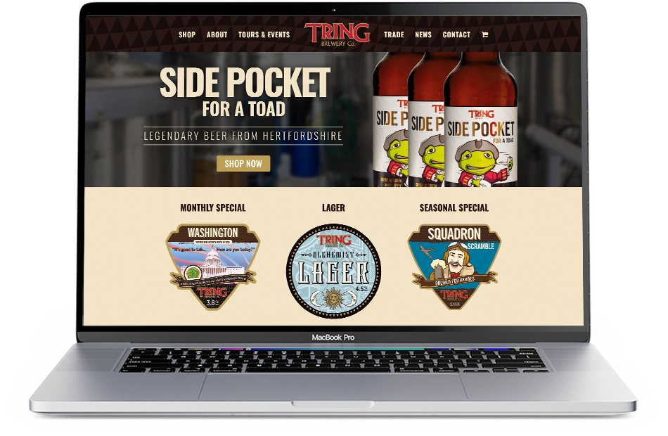 Tring brewery website mockup